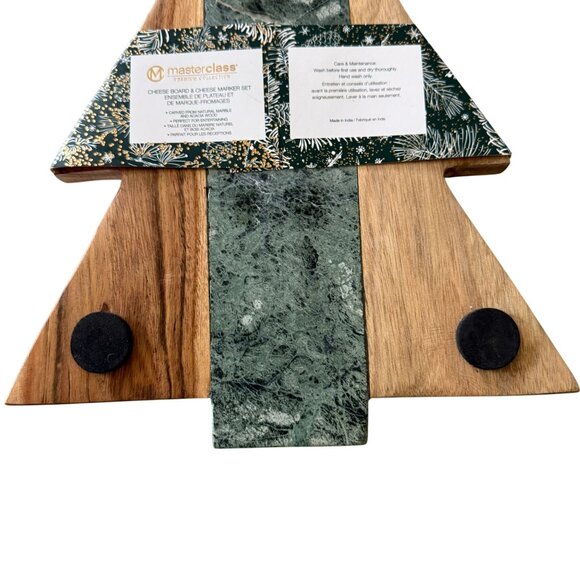 Masterclass Premium Cheese Board Marker Set Christmas Tree Design Wood Marble - Picture 6 of 11